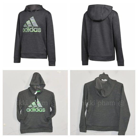 NWT adidas boys youth fleece tech hoodie IN GRAY